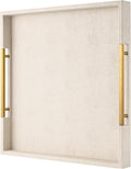 Beige Faux Leather Serving Tray by SYYSY
