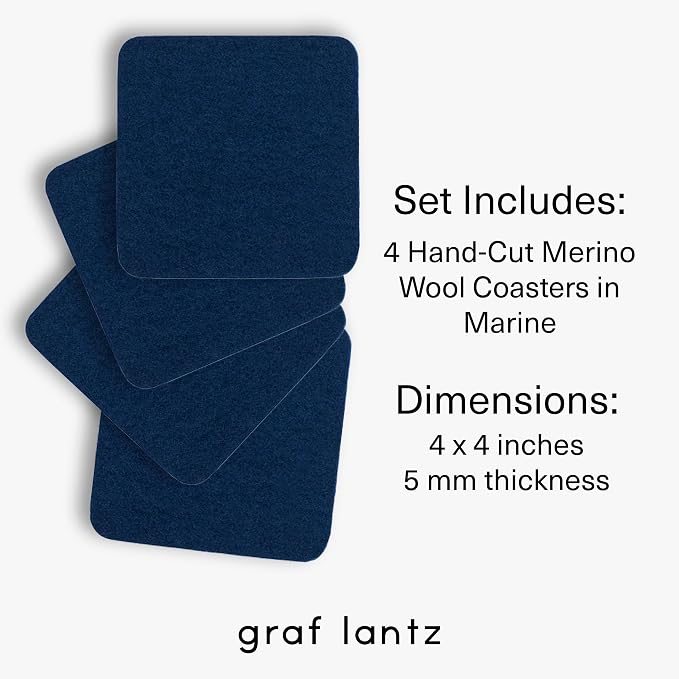 Graf Lantz - Bierfilzl Merino Wool Square Coasters Set of 4 - Marine - Absorbs - Image 4