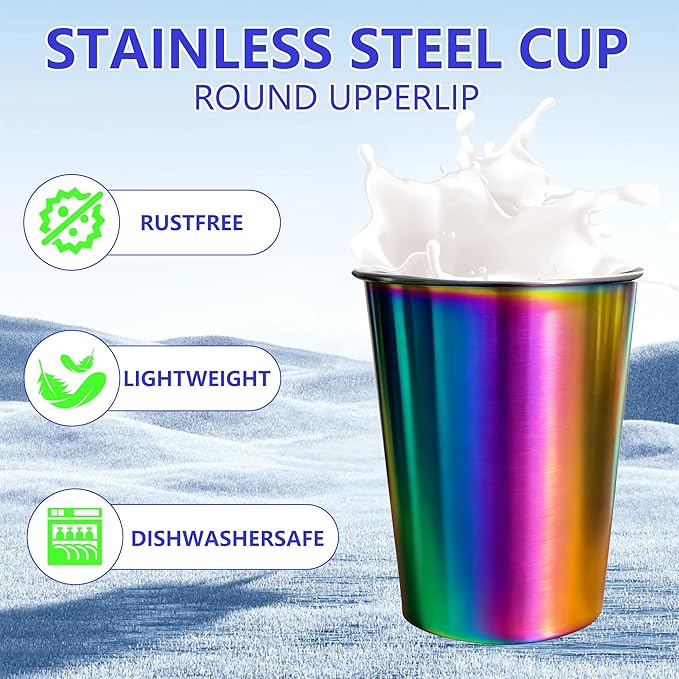 20oz 5PCS Stainless Steel Pint Cups, Reusable metal Cups, Drinking | Pint - Image 5