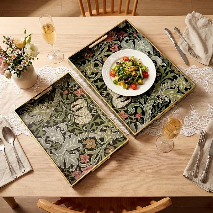2 Pcs Serving Trays with Handles, Plastic Tray - Image 2