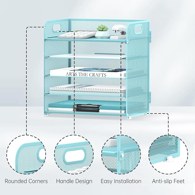 5 Trays Paper Organizer Letter Tray - Image 3