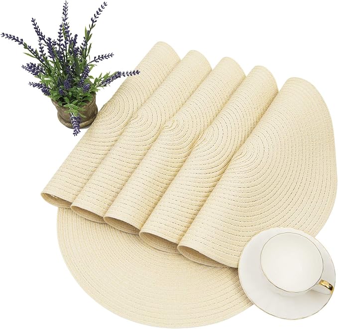 SHACOS Round Braided Placemats Set of 6 Round Table Place Mats - Image 6