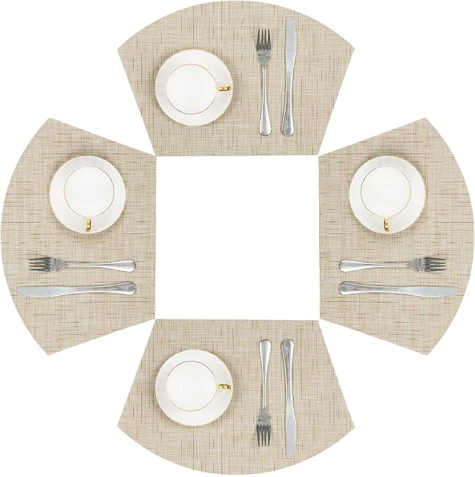 SHACOS Round Table Placemats Wedge Shaped Placemat Set of 4 Non Slip Heat by SHACOS