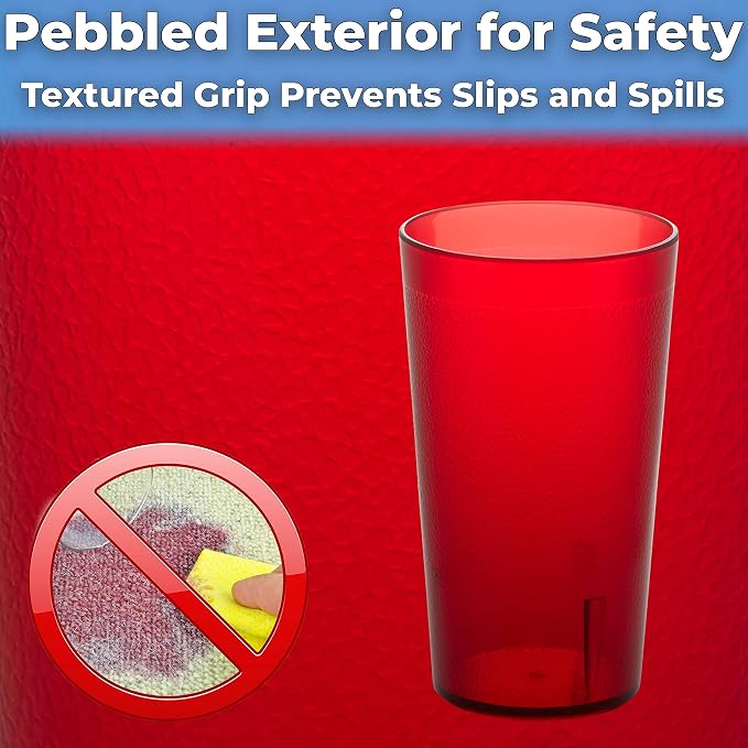 Restaurant Grade, BPA-Free 12oz Red Plastic Cups 12pk. Super Durable, Break - Image 5
