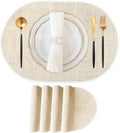 Beige Placemats Set of 4, 12x18 Inch Oval Washable Place Mats Easy to Clean by Unknown