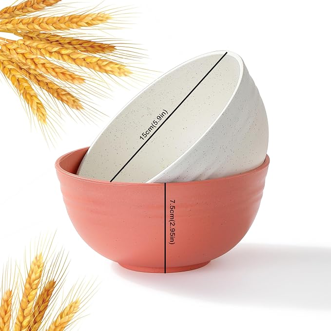 8PCS Cereal Bowl, Ohola Unbreakable Wheat Straw Cereal Bowls, Microwave & - Image 2