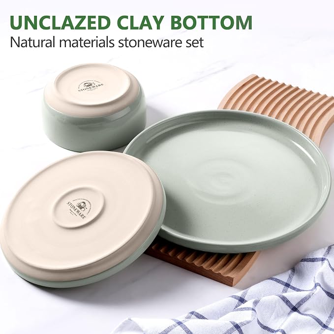 LIANYU Plates and Bowls Sets, 18 Piece Modern Speckled Dinnerware Set, China - Image 2