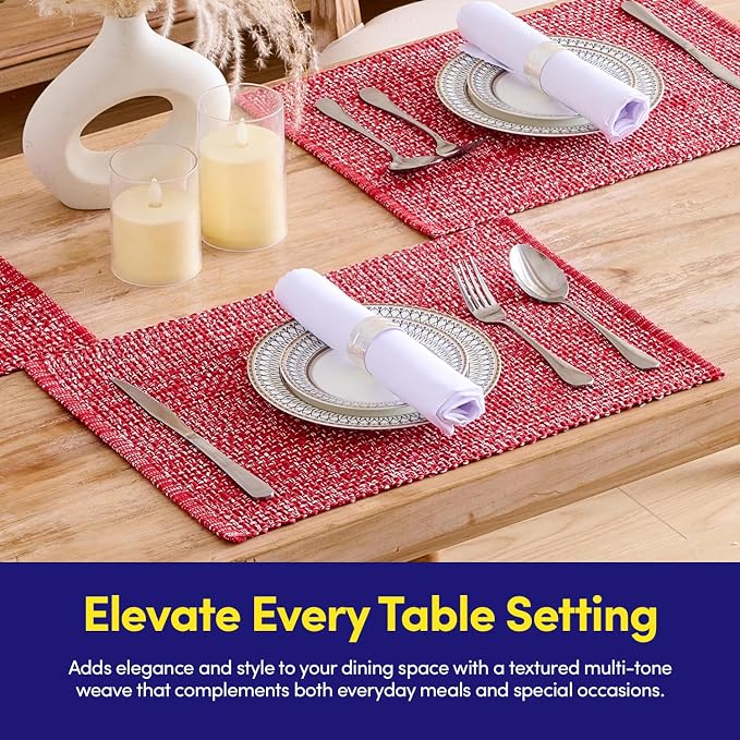 Placemats Set of 4-100% Cotton Two-Tone Rectangle Placemat - Image 2