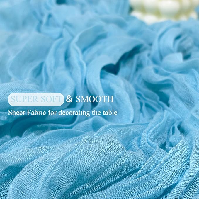 12Pack Baby Blue Cheesecloth Table Runner 20 x 120 inch Gauze Table Runner | - Image 5