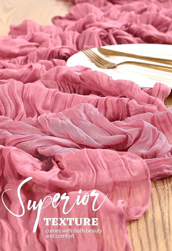 4 Pack Cheesecloth Table Runner 10FT Dusty Rose Table Runner Boho Gauze Cheese - Image 4