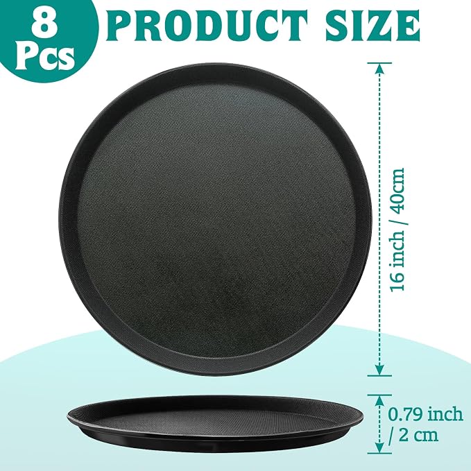 8 Pcs 16 Inch Round Serving Trays Restaurant Serving Trays Plastic Food Drink - Image 3