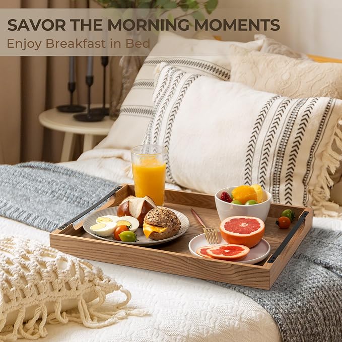 Wooden Serving Tray with Metal Handles|Ottoman Tray - Image 2