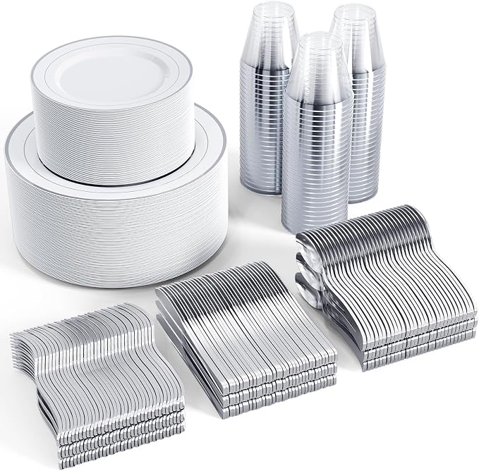 FOCUSLINE 600 Ct Silver Dinnerware Set by FOCUSLINE