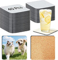 40 Pcs Sublimation Coasters Blanks, Heat Transfer Wood Cork Coasters 4x4 in by Unknown