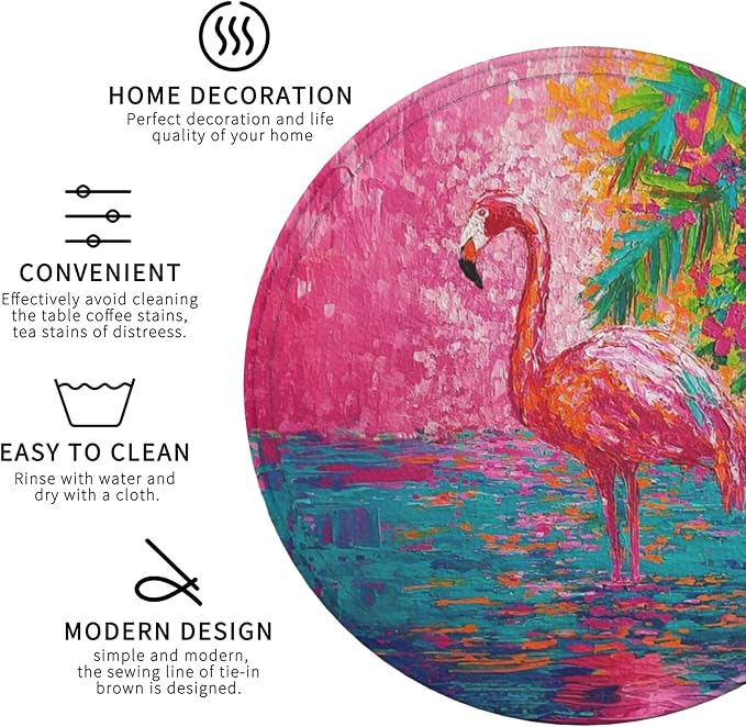Flamingo Coasters Leather Round Drink Coasters 6 Pcs Set - Image 4