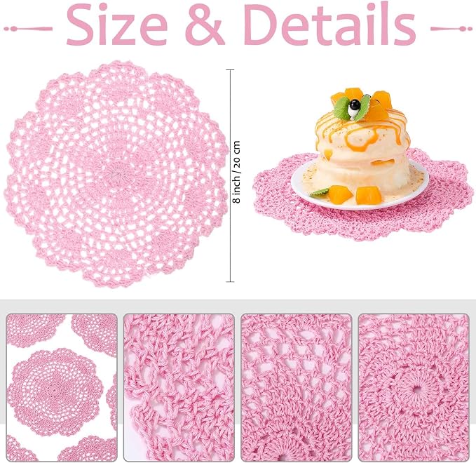 10 Pcs 8 Inch Cute Crochet Doilies Crochet Flower Coasters Handmade Cotton - Image 4