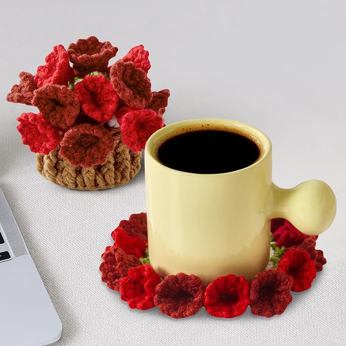 Crochet Flower Coasters, Handmade Bouquet Coasters - Image 6