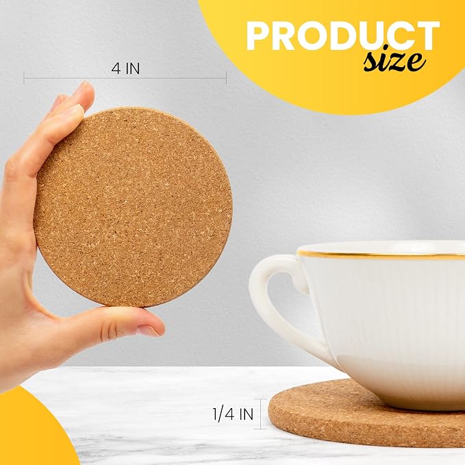 Noe & Malu 4-Inch Round Absorbent Natural Cork Coasters, cups and mugs. - Image 3