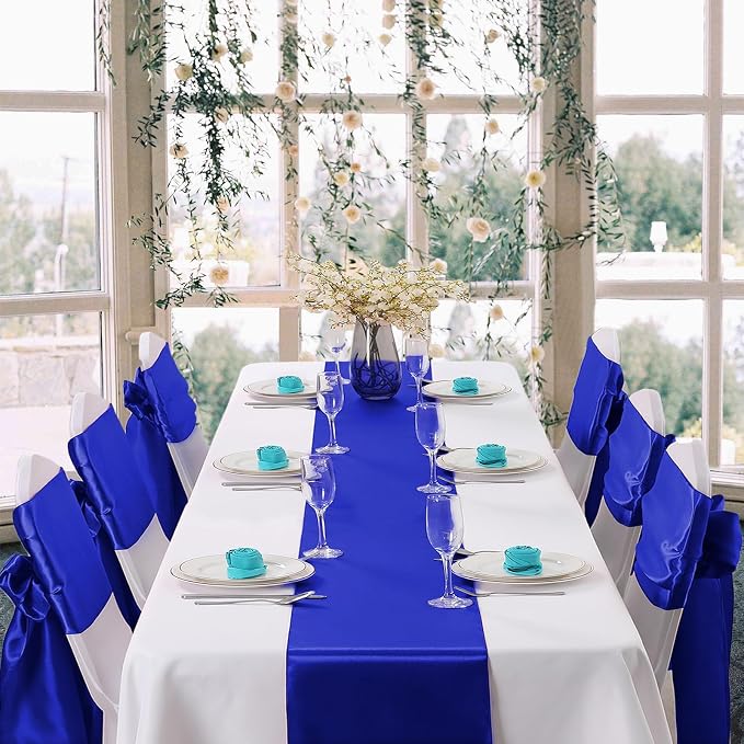 Horbaunal 6 Pack Satin Runners 12 x 108 Inch, Royal Blue | Bright Silky Smooth - Image 2