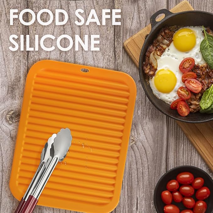 Silicone Trivets for Hot Pots and Pans, 9 * 12" Orange Silicone Hot Pads Pot - Image 4