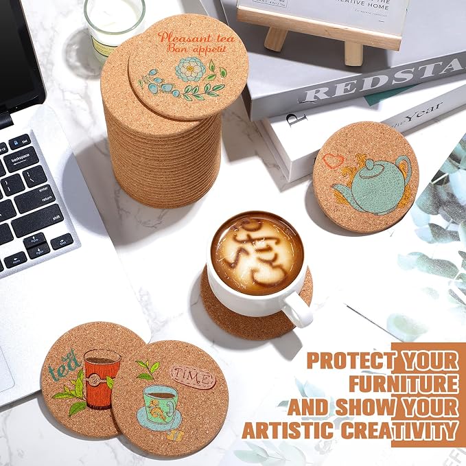 Lallisa 100 Pcs Cork Coasters for Drinks, Thick Absorbent Cork Coasters Bulk - Image 5
