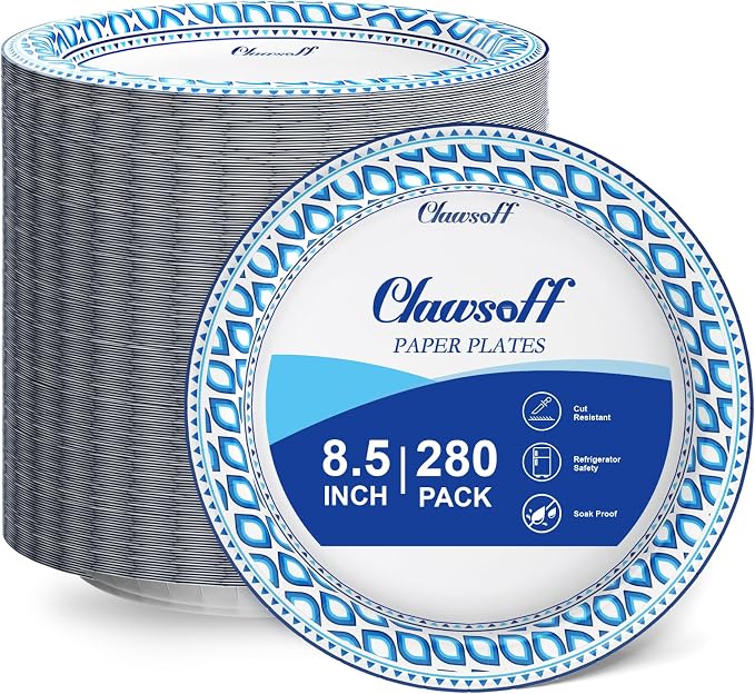 Clawsoff 8.5 Inch 280 Count Paper Plates Heavy Duty Disposable Plates Blue | by BuyNow