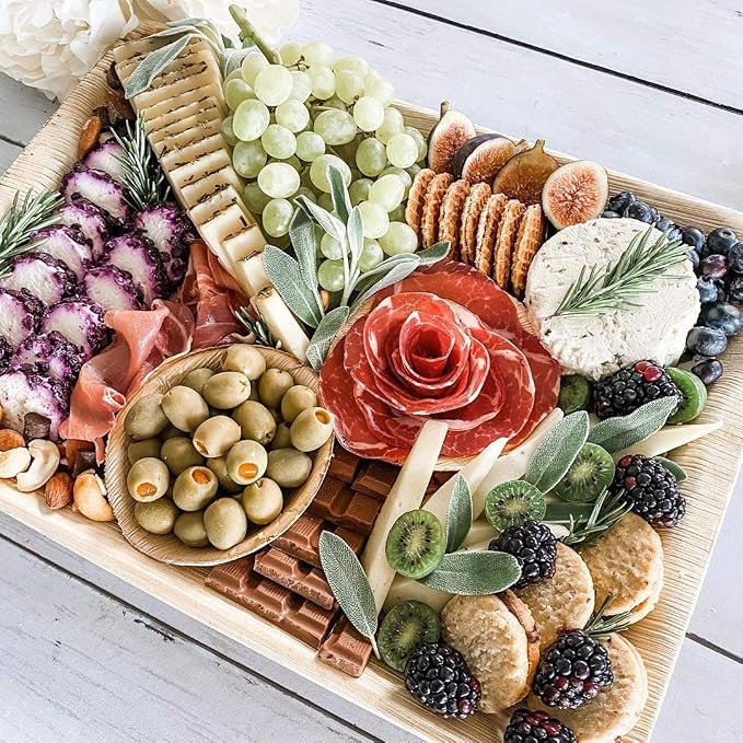 Disposable Bamboo 14" x 10" Trays Bamboo Serving Platters, Disposable Boards - Image 4
