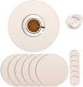 Set of 6 Faux Leather Round Placemats and Coasters, Coffee Mats Kitchen Table by JOVONO