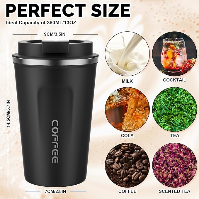 MOMSIV 12oz Travel Coffee Mug, Insulated Coffee Cup - Image 2