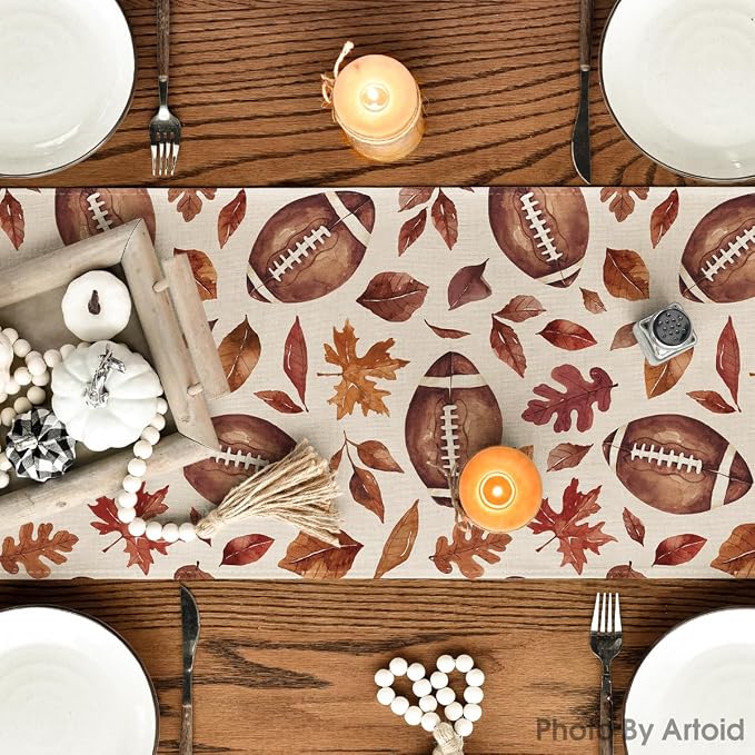 Artoid Mode 210 GSM Fall Table Runner 13x60 Inch Home Party Decor | Rugby Maple - Image 3