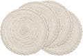 SHACOS Round Placemats Set of 4 Boho Braided Border Table Place Mats by SHACOS