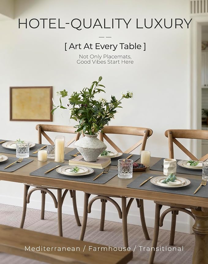 Leetaltree Reversible Faux Leather Placemats Set of 8, 12x17 Inch - Image 2