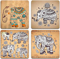 Personality Elephant Square Coaster Set by QJ+CMJ