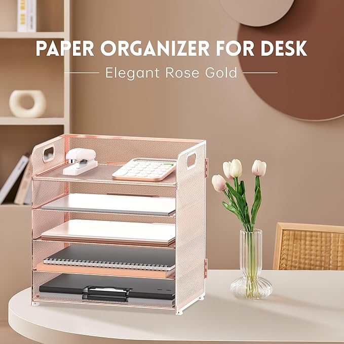 5 Trays Paper Organizer Letter Tray - Image 2