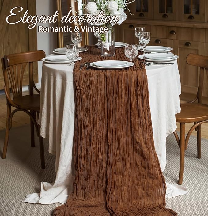 10 Pack Brown Cheesecloth Table Runner 17x108 Inch Boho Gauze Cheese Cloth - Image 5