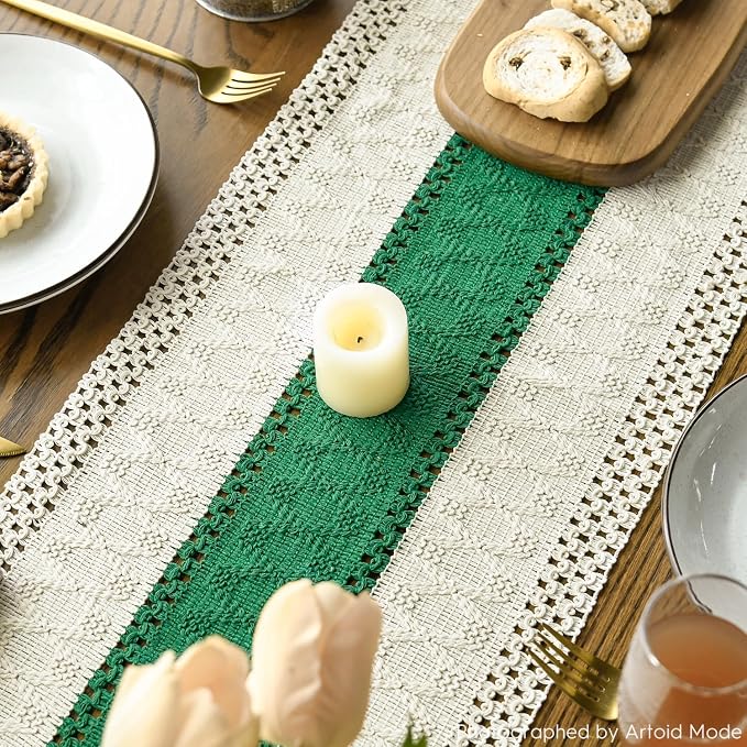 Artoid Mode Emerald Green Farmhouse Rustic Table Runner 12x48 Inch | Seasonal - Image 4