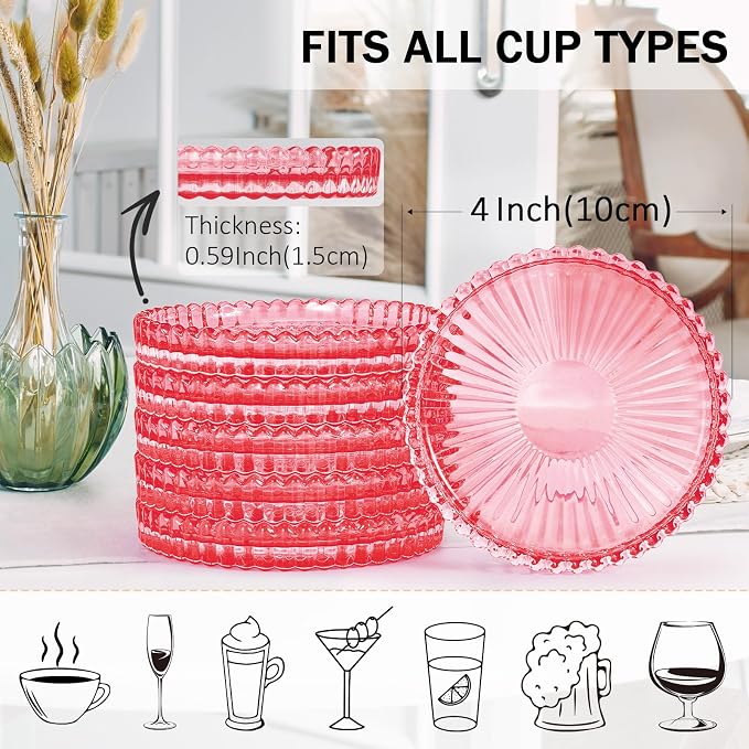 Modern Clear Glass Coasters Set of 6, Cute Coasters Table Mats - Image 2
