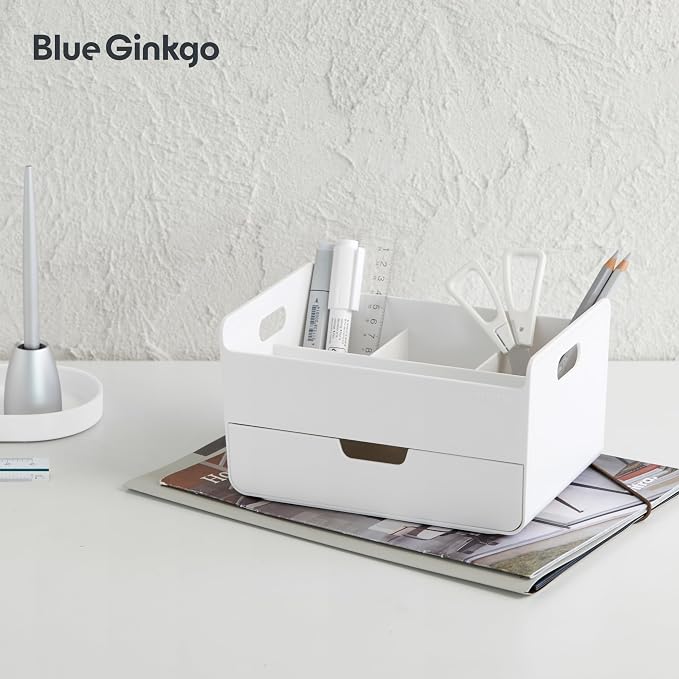 BLUE GINKGO Portable Desk Organizer, Made in Korea | 3 Compartments. Half - Image 5