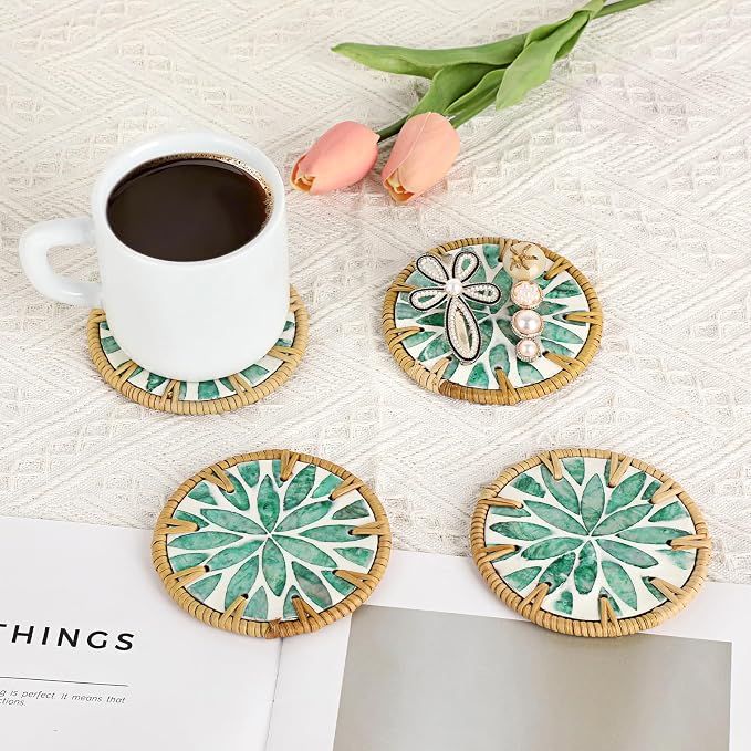 Boho Coastal Coasters Set of 6, Handmade Coasters - Image 8