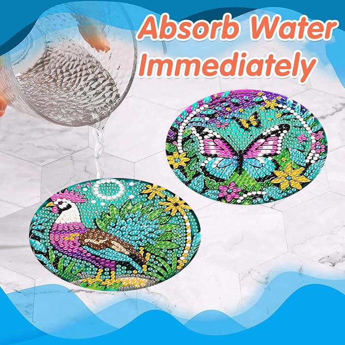ijbnhd 8 PCS Animals Diamond Painting Coasters 4X4inch | Animals Diamond Art - Image 7