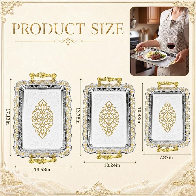 3 Pack Metal Serving Trays - Image 3