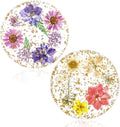 Amabro Dried Flower Drink Coasters, Floral Resin Drink Cup Mat Set of 2 by Amabro