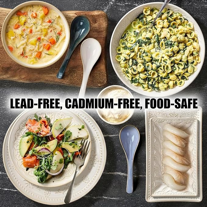 Soup Bowls 32 OZ, Cereal Bowls Set of 4, Embossment Ceramic Ramen Bowl - Image 5