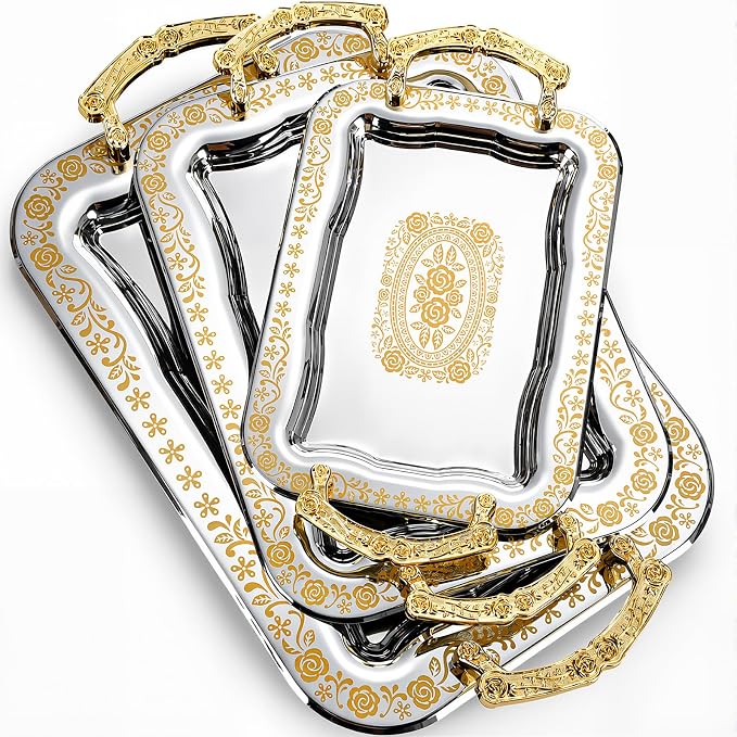3 Pack Metal Serving Trays by Unknown