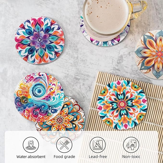 Boho Coasters Set of 6, Coasters - Image 6