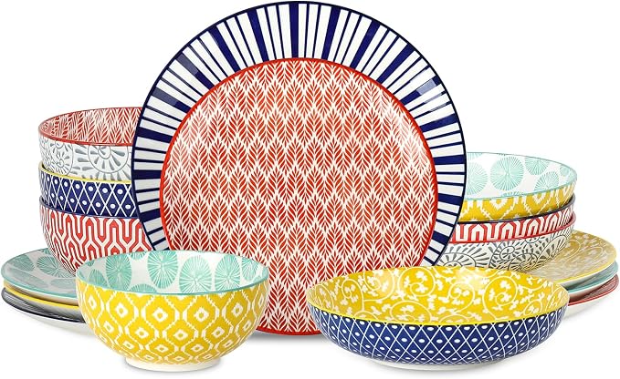 Selamica Ceramic Dinnerware Sets, 16 Pieces Dishes Set by Selamica