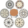 Baalaka Coasters Set of 6 with Holder, 4 in Absorbent Ceramic Boho Mats | Each by Baalaka