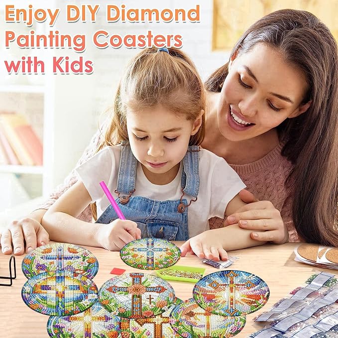 8 Pcs Christ Cross Diamond Art Coasters Kits 4x4 inch | Religion Diamond - Image 5