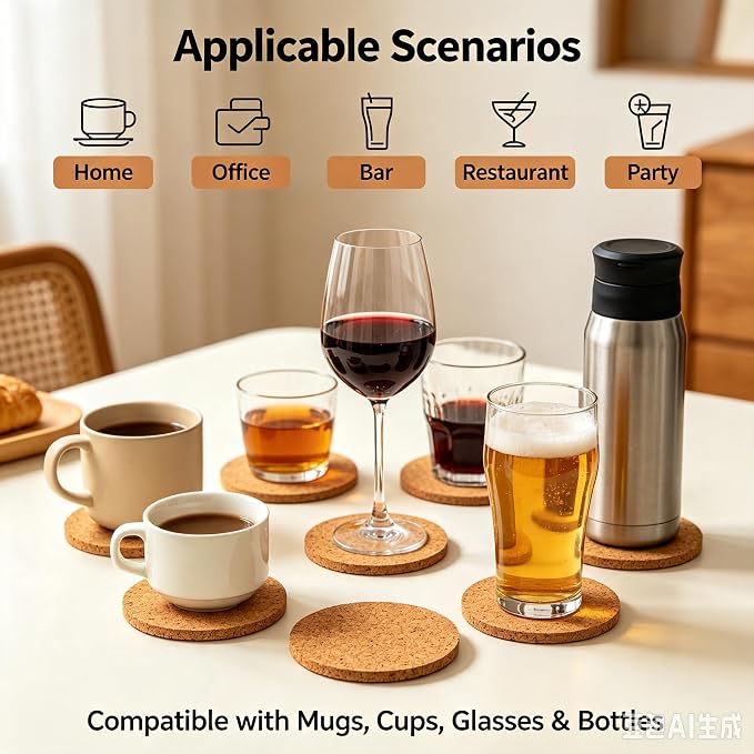 100 Pcs Absorbent Cork Coasters - Image 6
