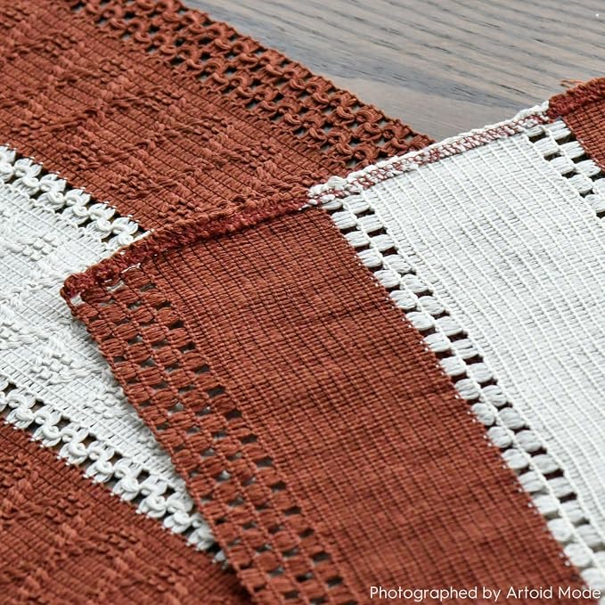 Artoid Mode Caramel Farmhouse Woven Table Runner 12x72 Inch | Holiday Rustic - Image 5